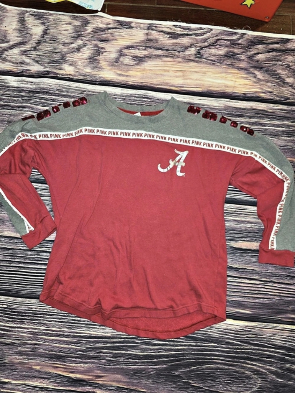 PINK BAMA Sequin Collegiate Sweatshirt Size Medium